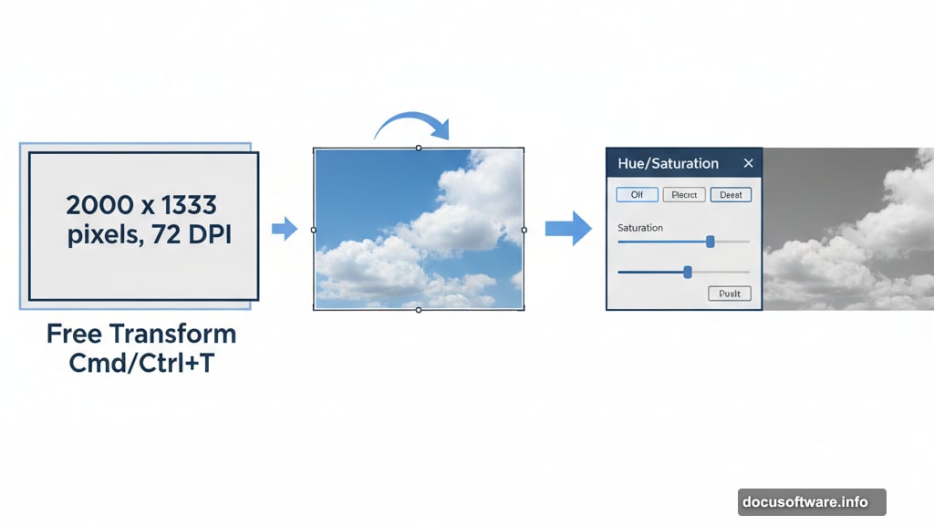 Building canvas and sky foundation with Free Transform and desaturation