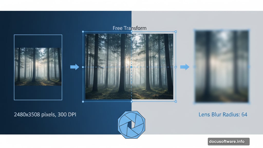 Blurring background creates professional shallow depth-of-field look in Photoshop