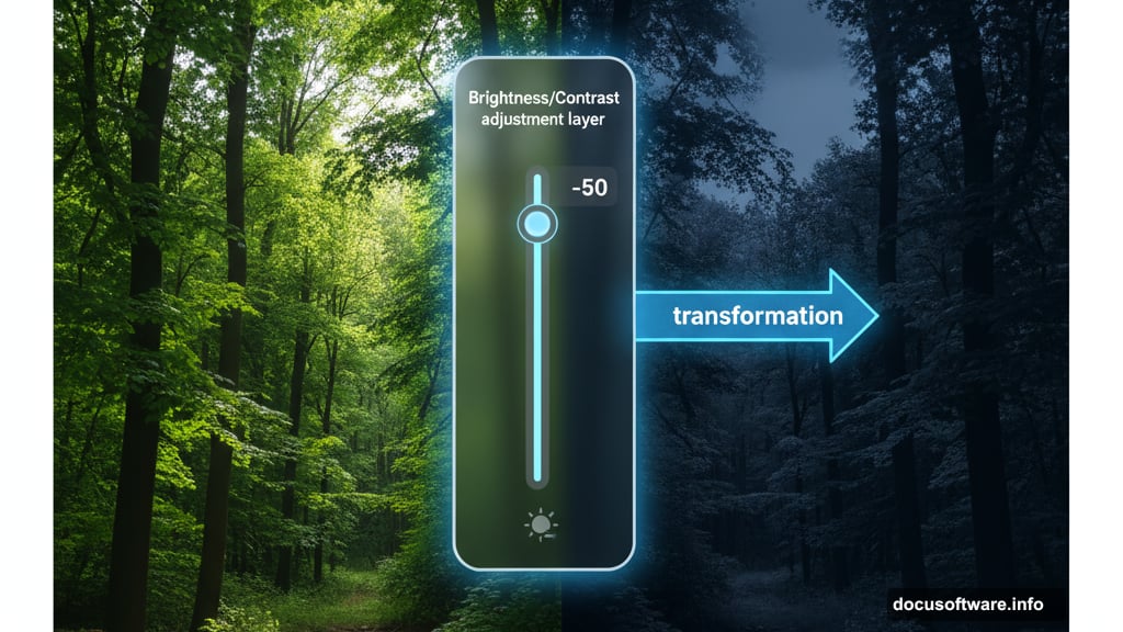 Turning day into night with brightness and contrast adjustments