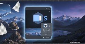 Photoshop layers assembling stock photos into epic mountain landscape composite