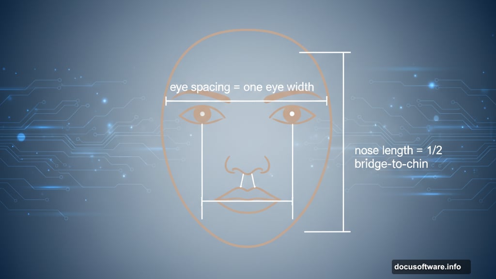 Facial anatomy proportions guide for portrait painting with measurements