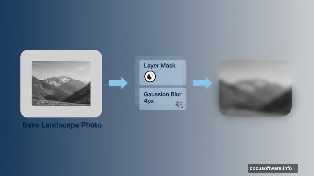 Layer masking and Gaussian Blur create smooth transitions and depth
