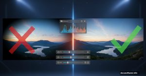 Split comparison showing amateur versus professional photo editing techniques