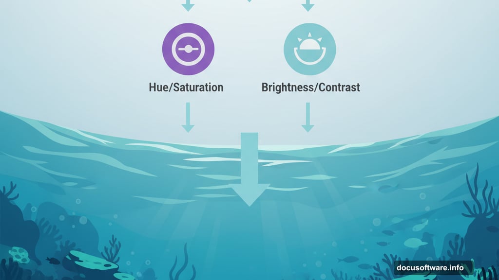 Adjustment layers unify separate water textures into cohesive environment