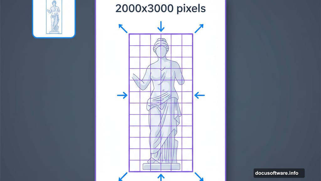 Free transform warps statue into ethereal otherworldly proportions on canvas