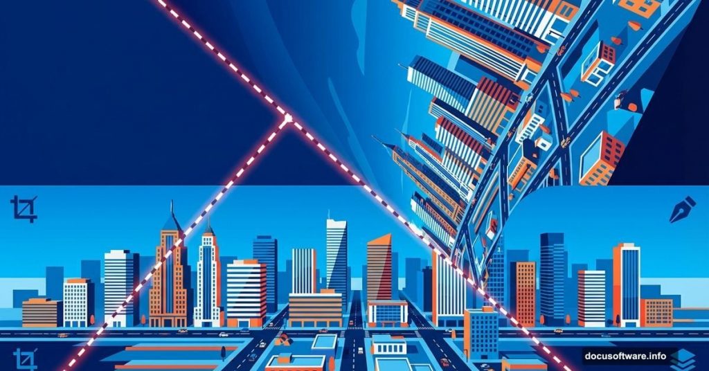 Cityscape split diagonally showing Inception-style reality bend effect in Photoshop
