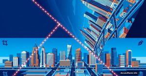 Cityscape split diagonally showing Inception-style reality bend effect in Photoshop