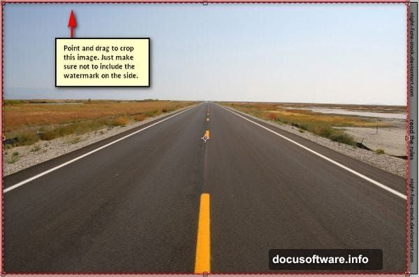 Remove watermark using Crop tool by excluding the marked area