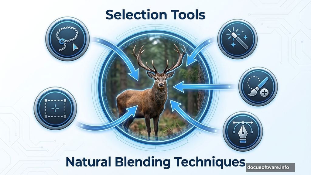 Master selection tools and natural blending techniques for composites