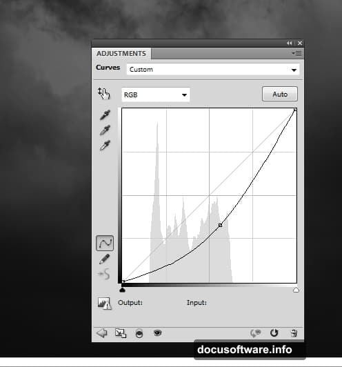 Soft black brush painting on layer mask reveals sky