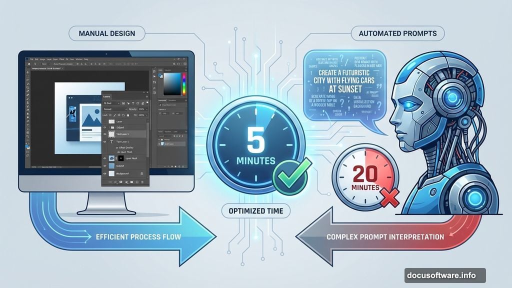 Manual Photoshop edits take seconds while AI prompting wastes time