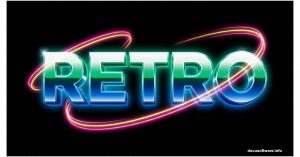 Shiny chrome text with colorful gradients and neon glow effects