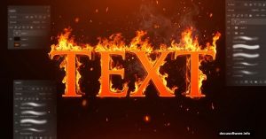 Fiery text effect with realistic flames consuming orange letters in Photoshop