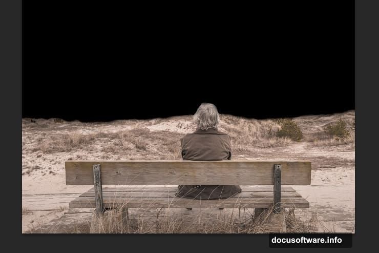 Position person in lower third leaving room for dramatic sky