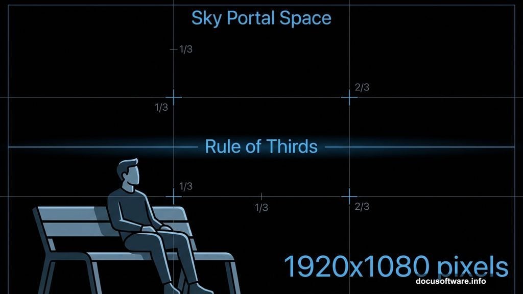 Position person in lower third leaving room for dramatic sky