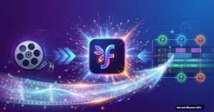 Adobe Firefly logo with video effects, transitions, and timeline visualization