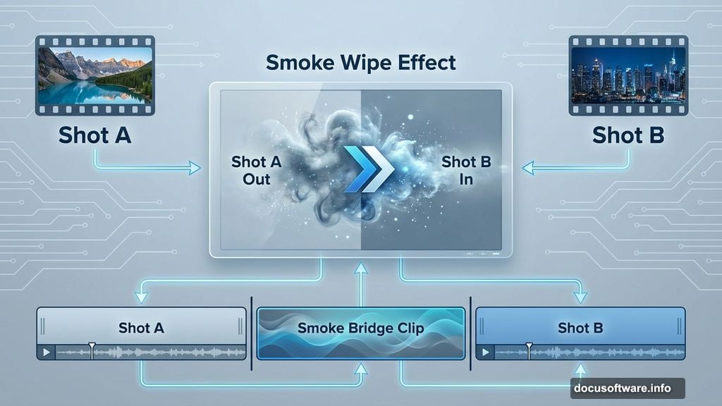 Create short bridge clips that sit between your two shots