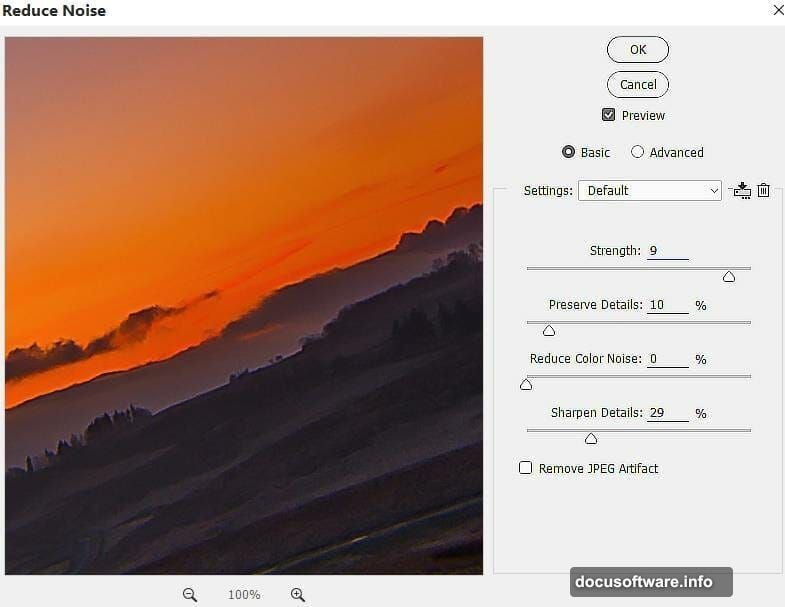 Sharpen ground details with Unsharp Mask then reduce noise carefully