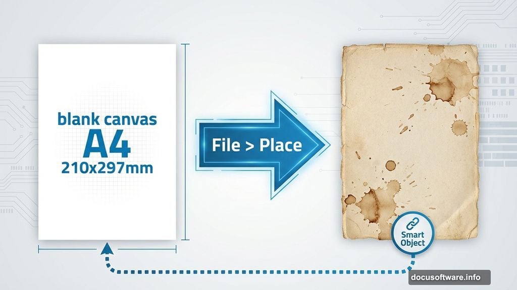 Import old paper texture as smart object in Photoshop