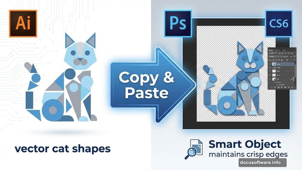 Build cat character with shape tools in Illustrator then paste into Photoshop