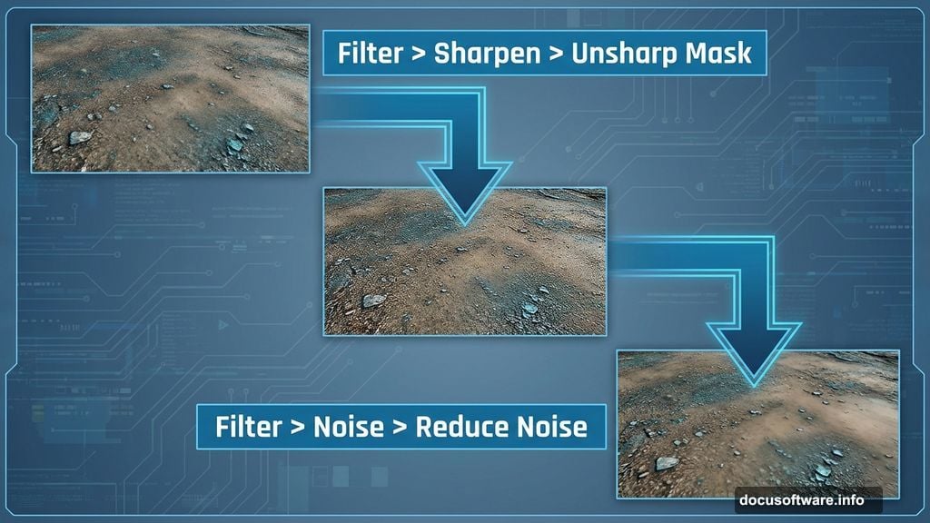 Combining sharpening and noise reduction creates clean detailed textures