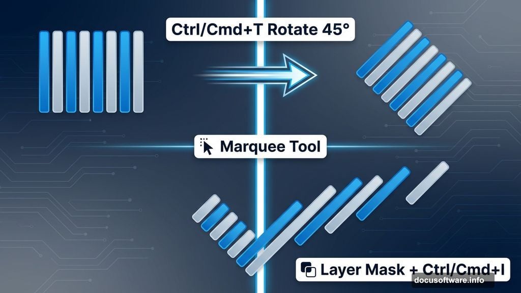 Rotate 45 degrees and create distinctive V-shape using layer mask