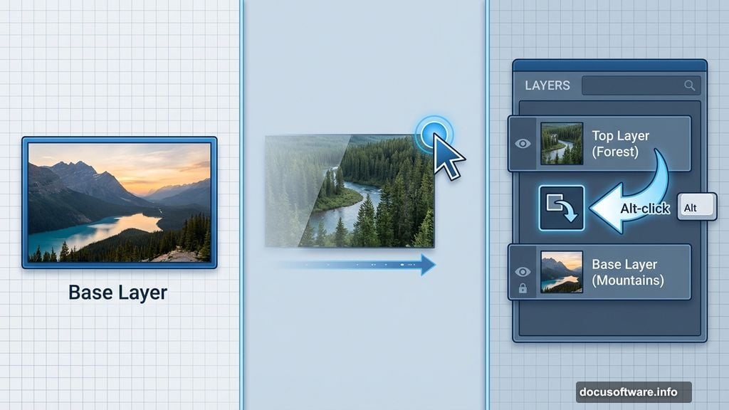Dragging second landscape onto canvas creating new layer above base