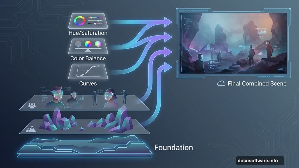 Combining multiple stock images into one cohesive atmospheric scene