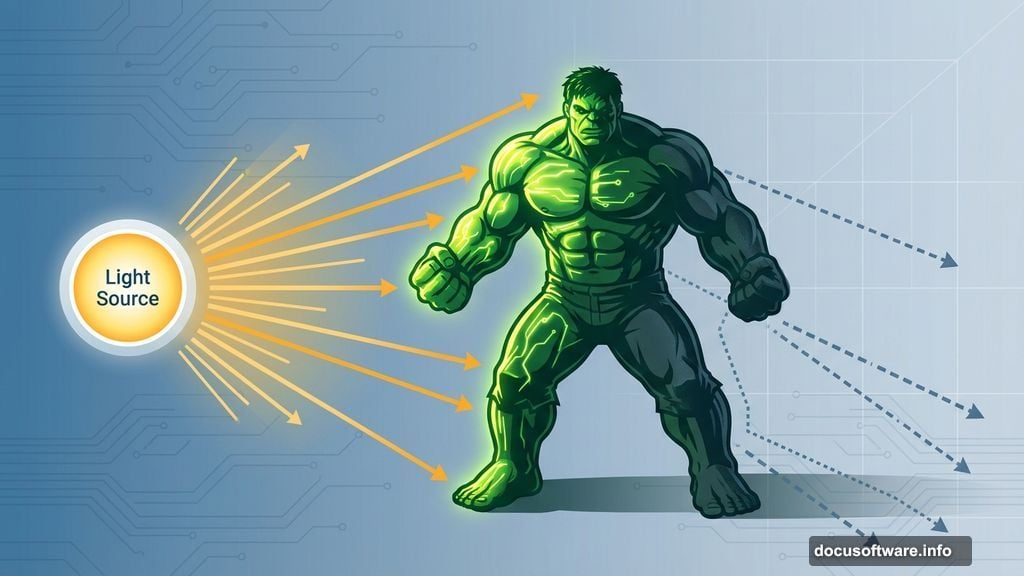 Light source placement determines shadows and highlights in digital painting