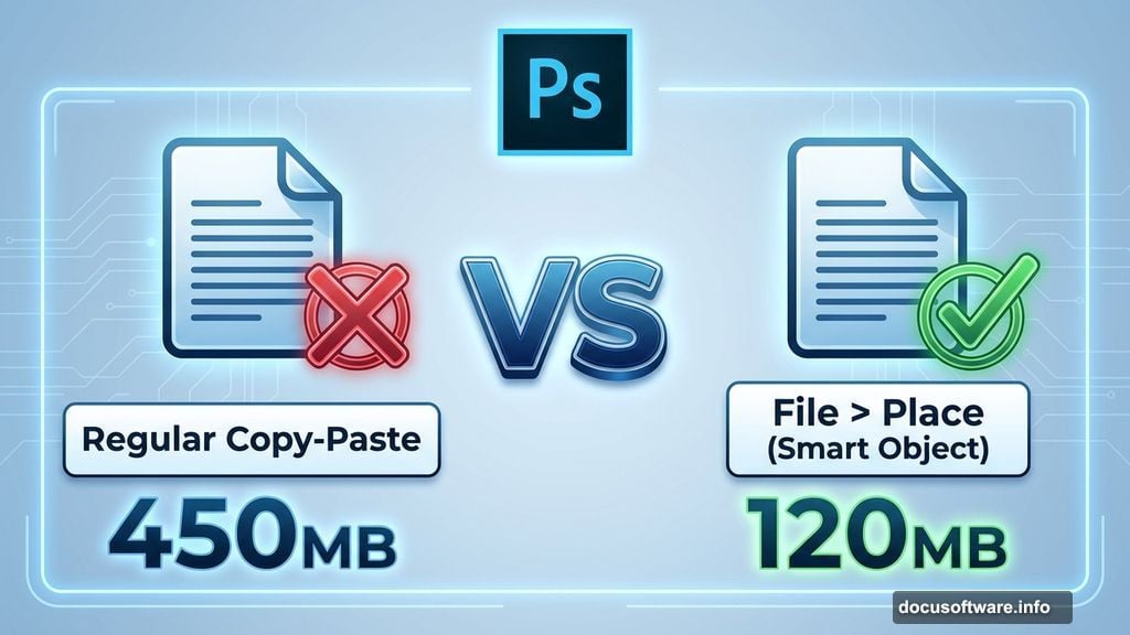 Smart objects keep file sizes dramatically smaller in Photoshop
