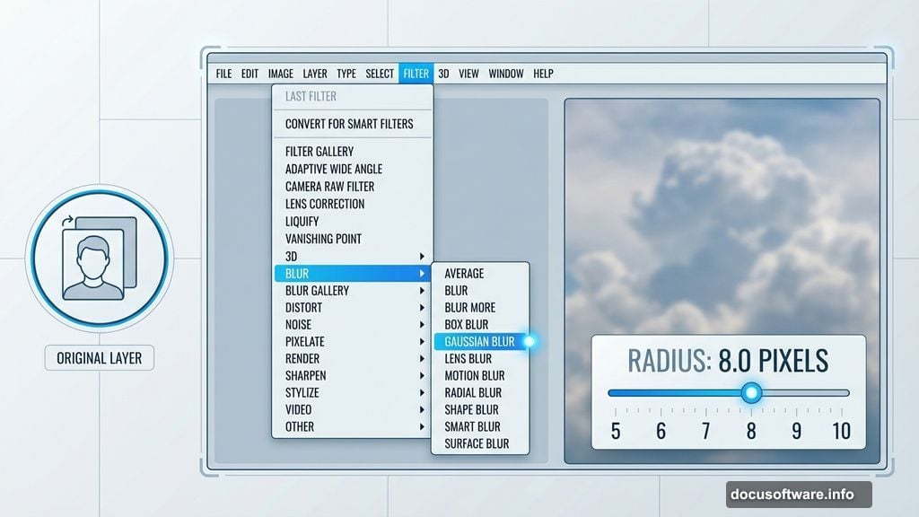 Gaussian Blur creates depth of field in atmospheric background