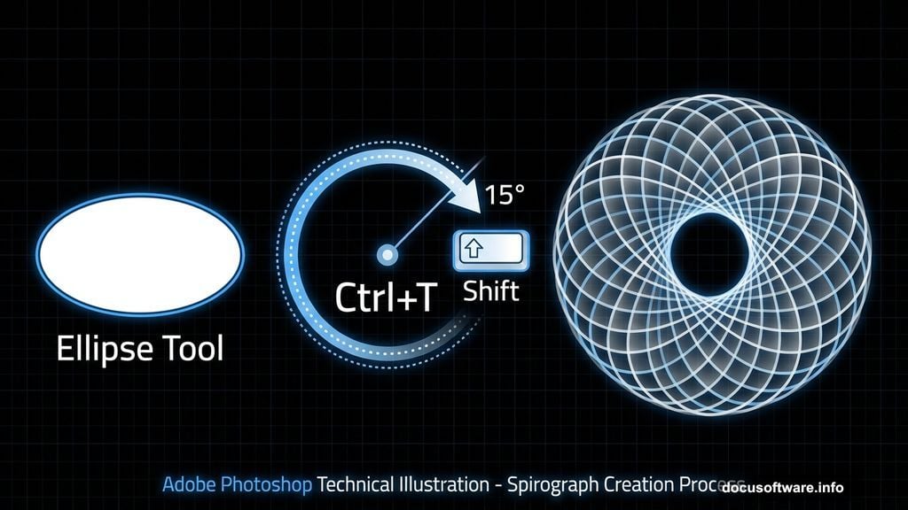 Transform rotation trick creates spirograph from basic ellipse shapes