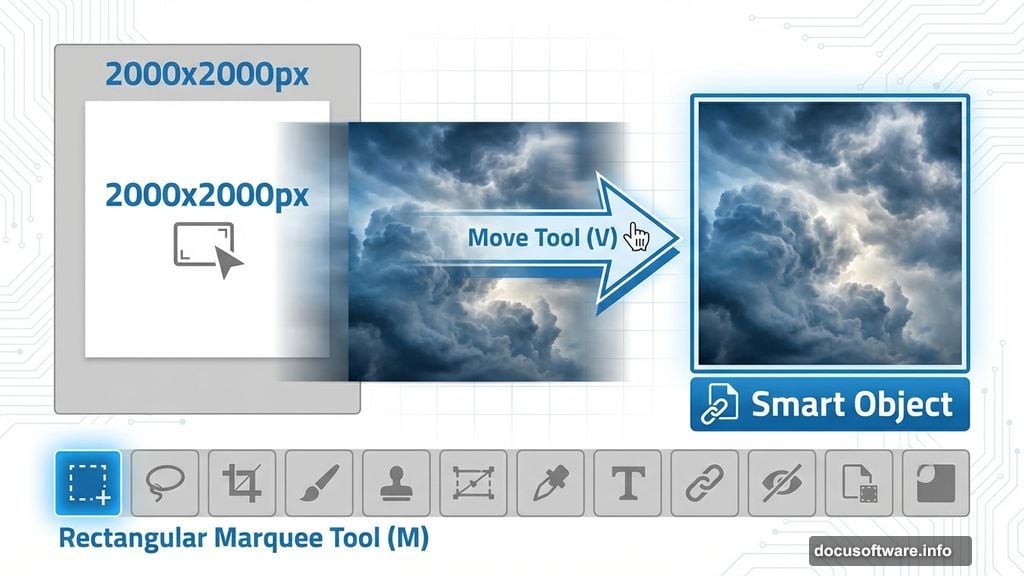 Import sky layer and convert to Smart Object for non-destructive editing