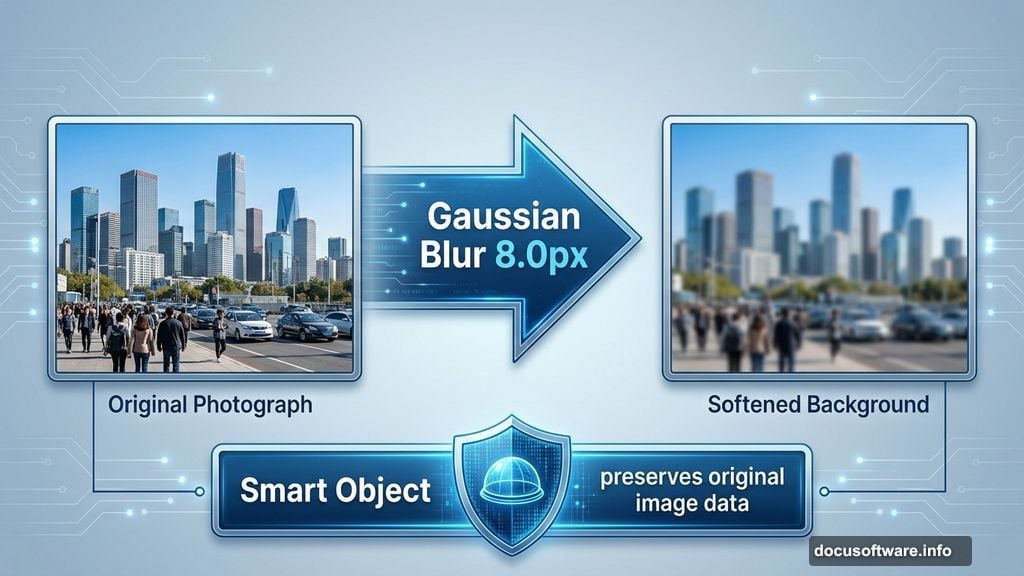 Smart Objects preserve image data and enable Gaussian Blur adjustments