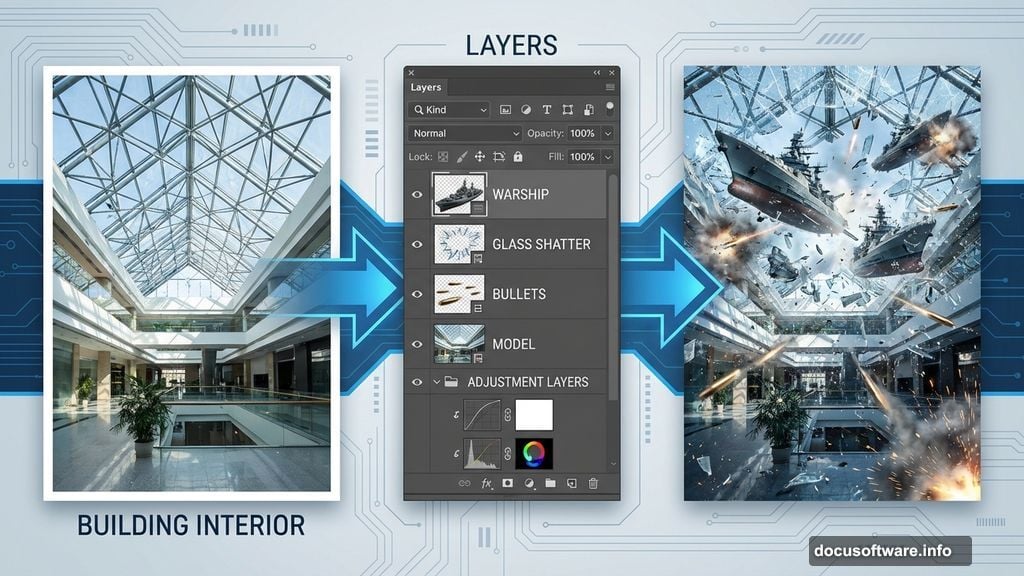 Building multiple layers of depth and realism in Photoshop composition