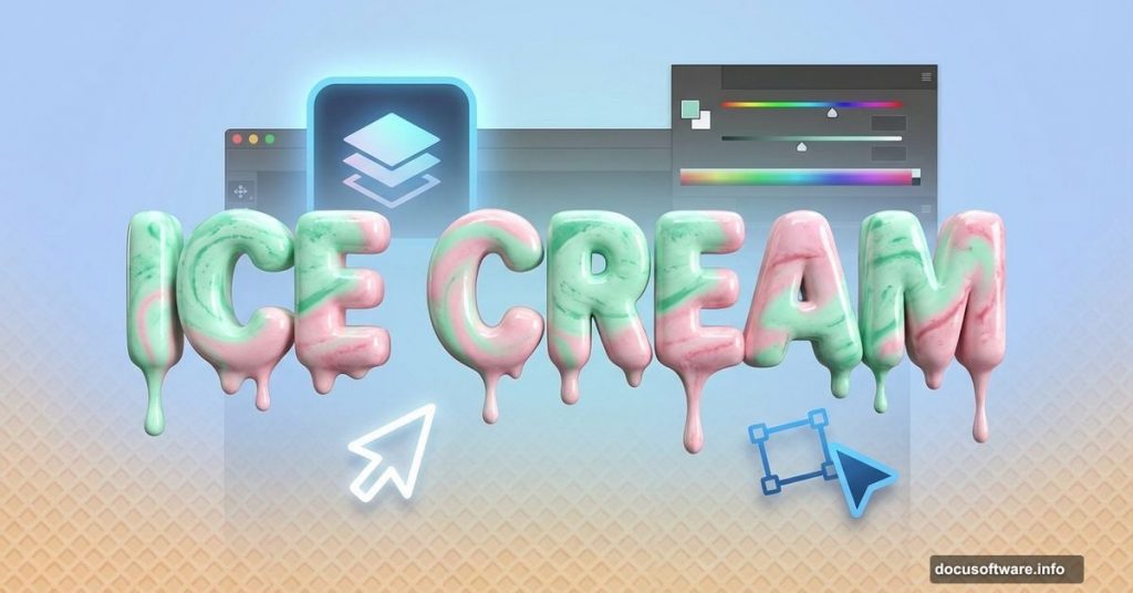3D ice cream textured typography with Photoshop interface elements tutorial