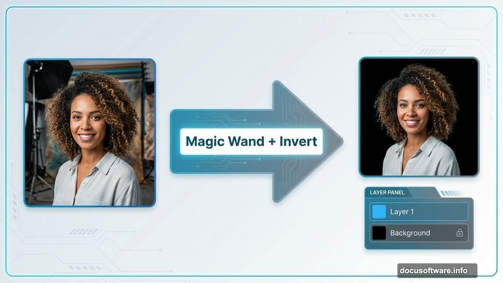 Extract subject cleanly using Magic Wand tool and invert selection