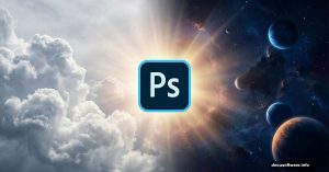 Photoshop cloud to space photo manipulation tutorial hero image