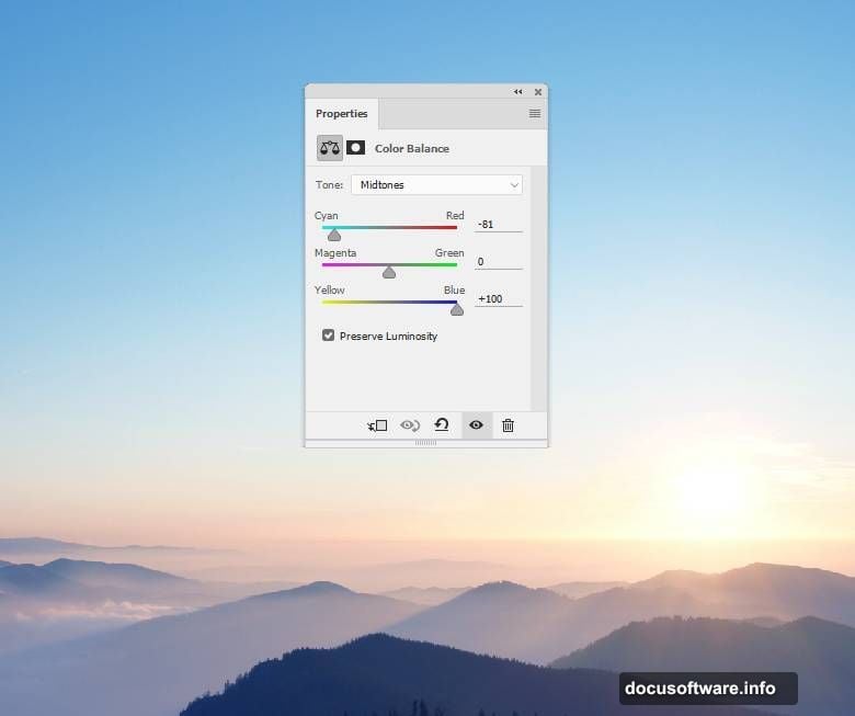 Clone Tool removes distracting light rays from landscape scene