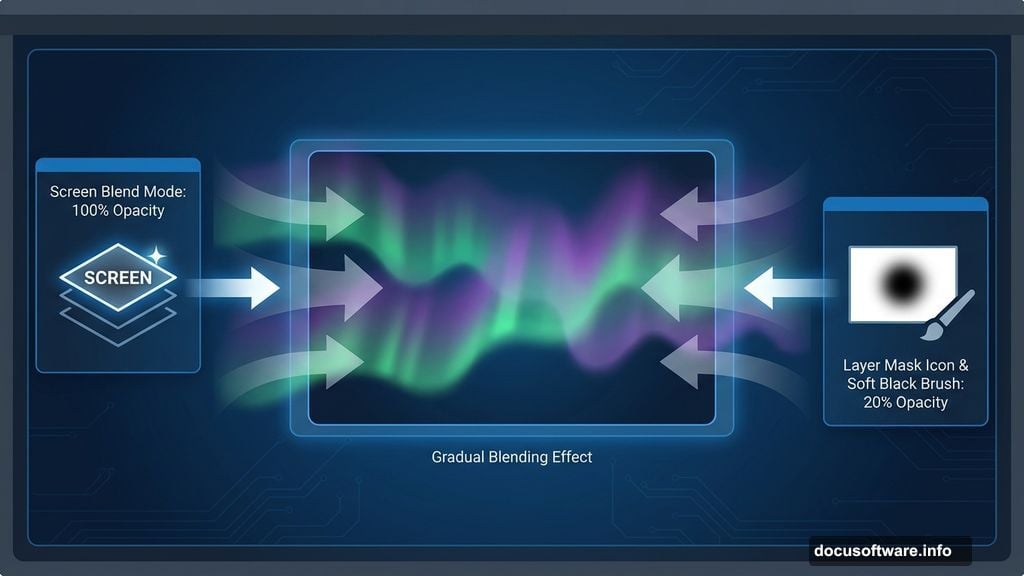 Screen mode adds luminosity without completely replacing underlying layers