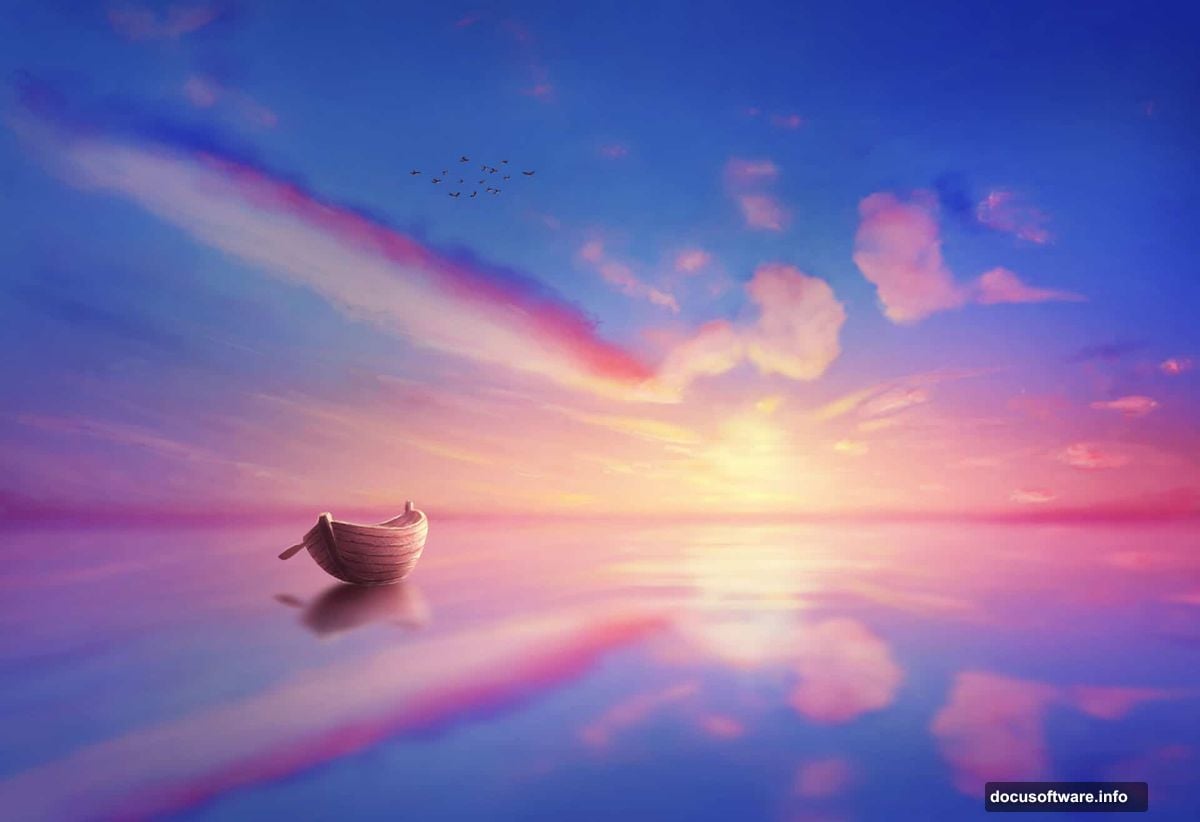 Linear gradient creates basic sky using standard Photoshop brushes