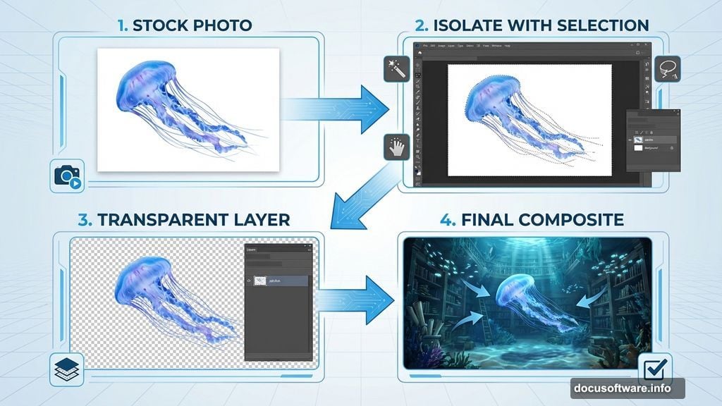 Fish and jellyfish stock photos require selection work for quality