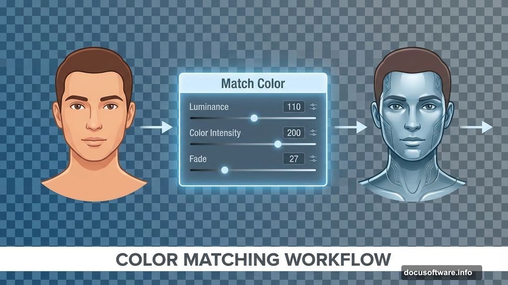 Match Color command adjusts head to match cyborg body lighting tone
