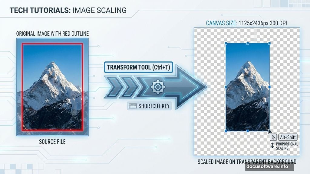 Place mountain stock photo using Transform tool maintaining proportions