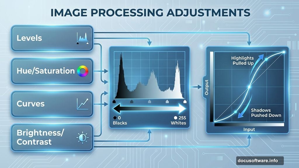 Adjustment layers blend subject into scene using Levels and Curves