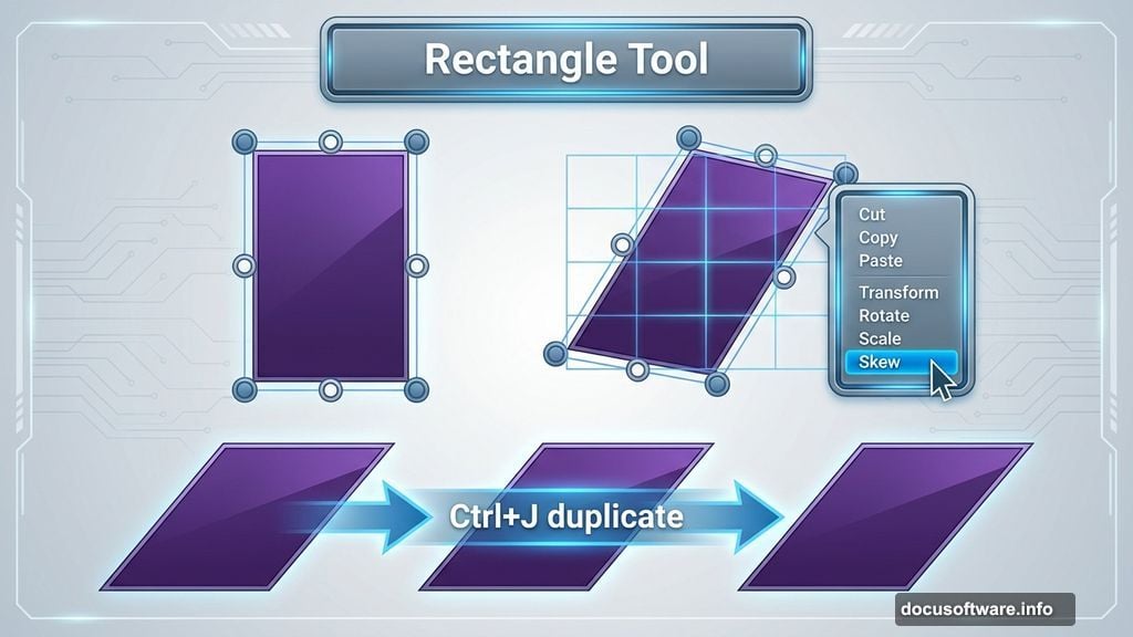 Transform mode creates slanted rectangles for dynamic composition angles