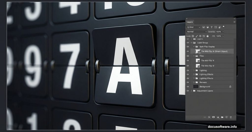 Classic airport split-flap display tile tutorial in Photoshop interface