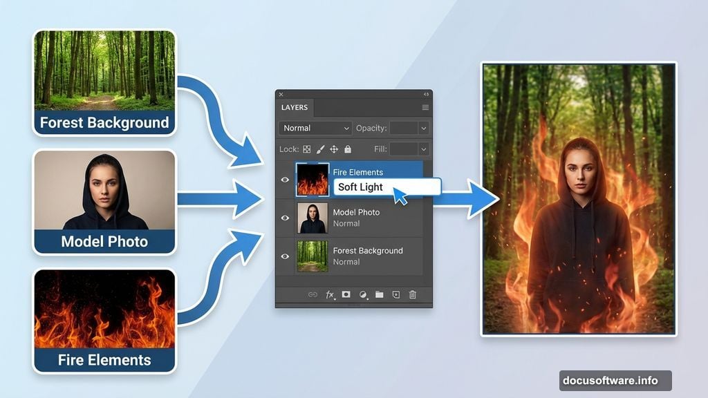 Blend multiple photos seamlessly using Photoshop layer modes