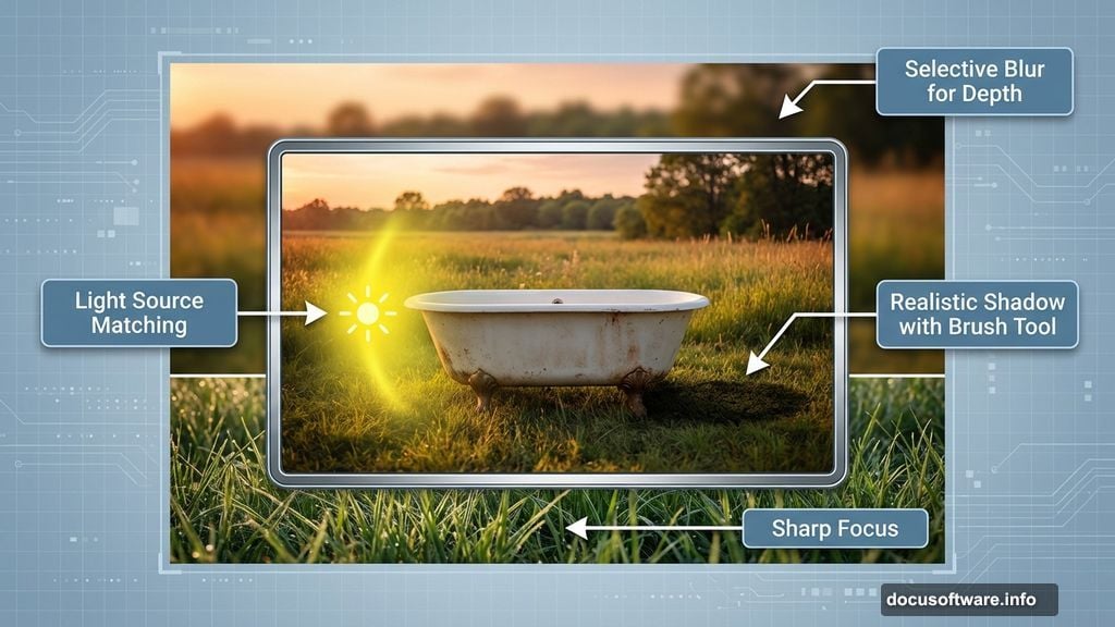 Realistic lighting and shadows using basic brush tools in Photoshop