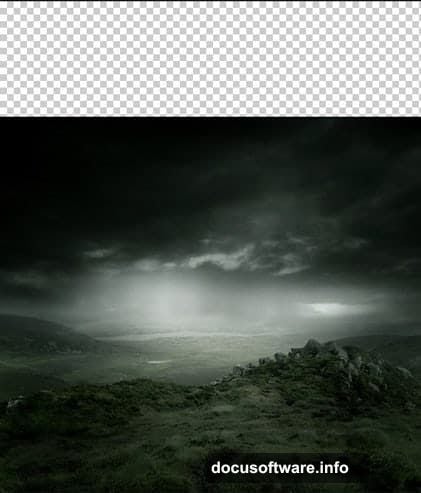 Select soft black brush and paint away the sky portion